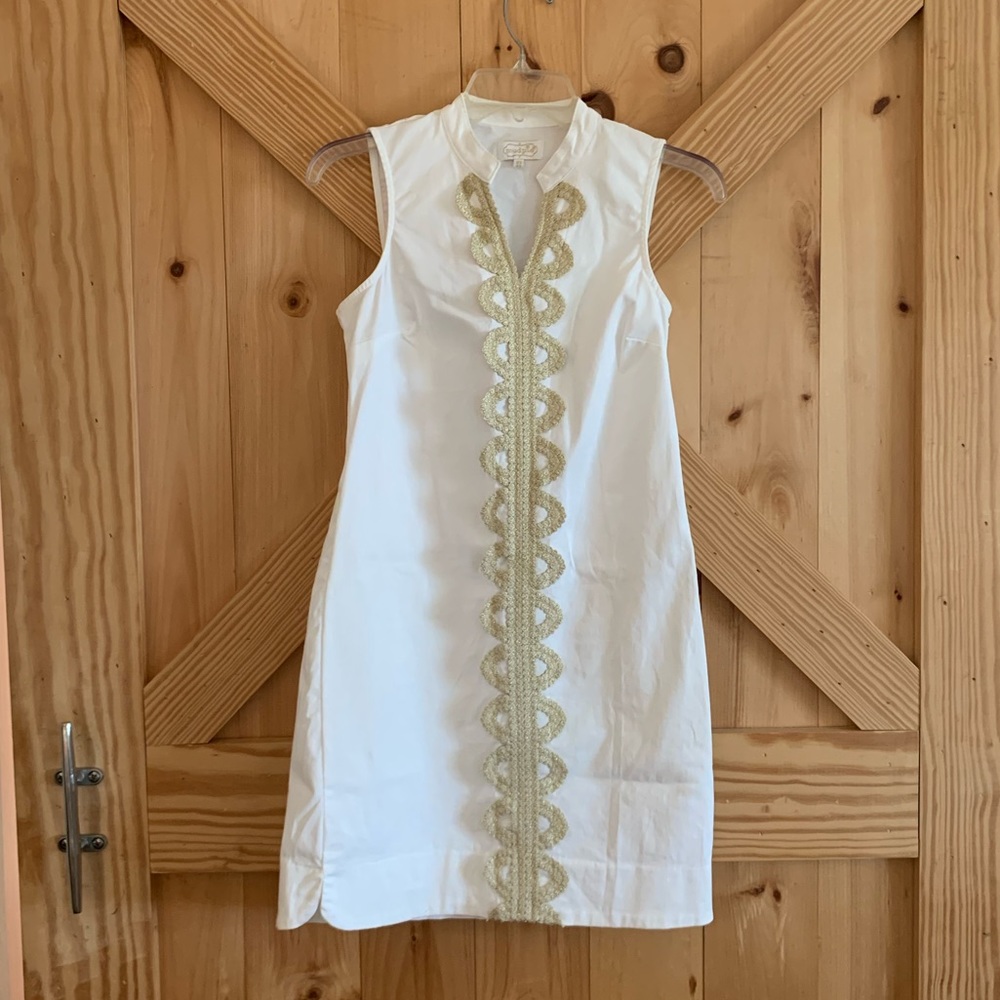 Mudpie white and gold dress